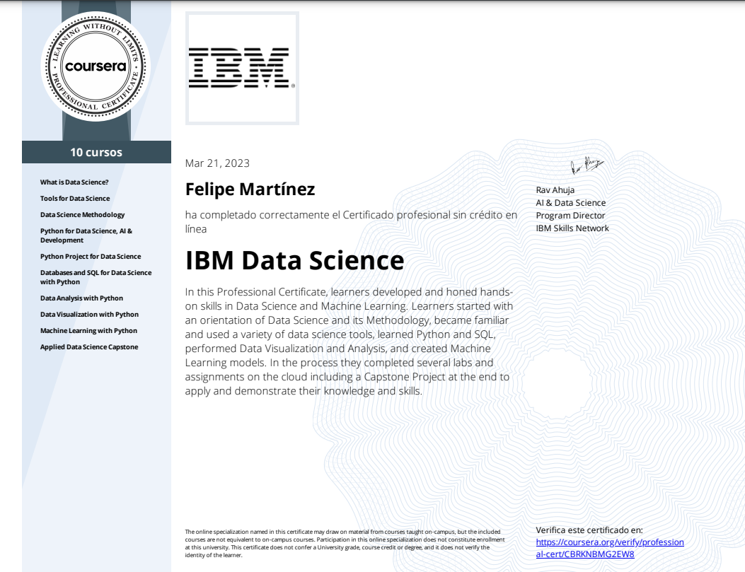 DataScience Certificate